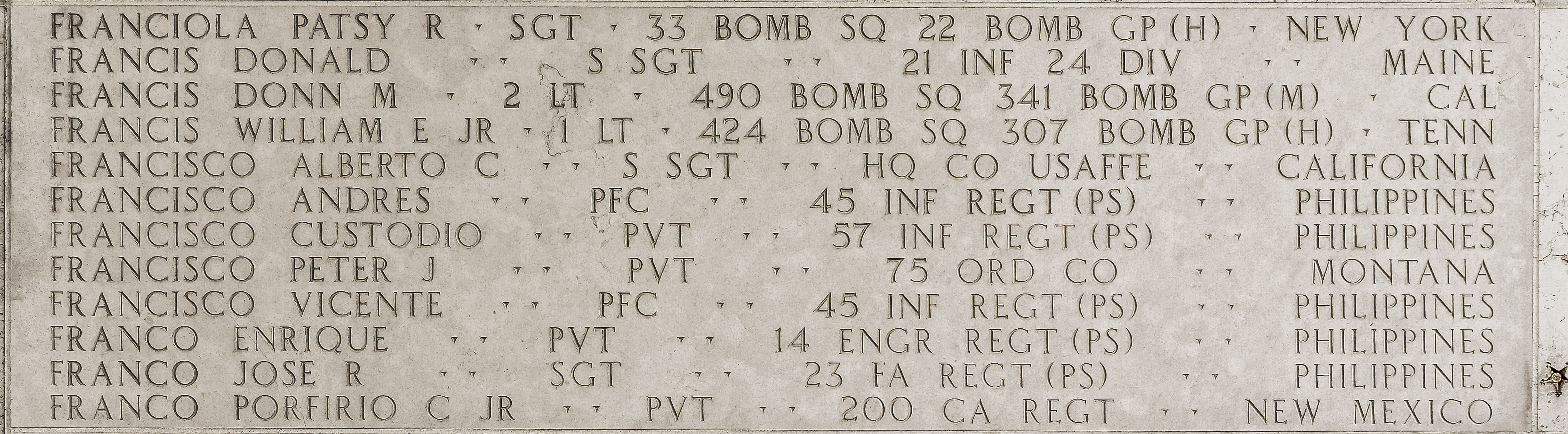 Alberto C. Francisco, Staff Sergeant